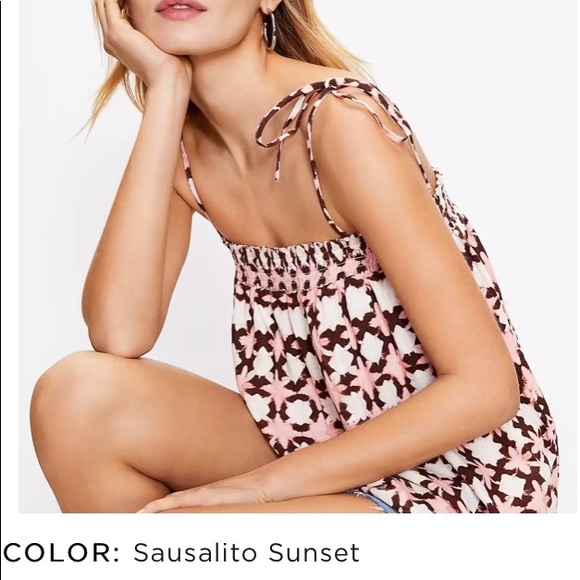 NWT szMP smocked shoulder tie top - Picture 2 of 6